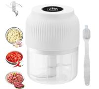 Multi-Functional Electric Food Chopper, Small Blenders for Kitchen, Electric Garlic Chopper, 304 Stainless Steel with USB Rechargeable for Nuts Ginger Onion Fruit Meat (white)