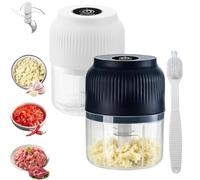 Multi-Functional Electric Food Chopper, Small Blenders for Kitchen, Electric Garlic Chopper, 304 Stainless Steel with USB Rechargeable for Nuts Ginger Onion Fruit Meat (2pca)