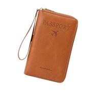 Multi-Functional RFID Passport Wallet, Anti-Theft Travel Wallet for Women & Men, RFID Blocking Protective Card Holder Cover for Family Travel, Passport Case (Brown)