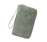 Multi-Functional RFID Passport Wallet, Anti-Theft Travel Wallet for Women & Men, RFID Blocking Protective Card Holder Cover for Family Travel, Passport Case (Green)