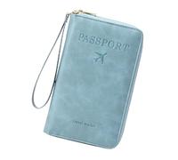 Multi-Functional RFID Passport Wallet, Anti-Theft Travel Wallet for Women & Men, RFID Blocking Protective Card Holder Cover for Family Travel, Passport Case (Sky Blue)