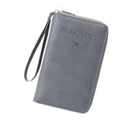 Multi-Functional RFID Passport Wallet, Anti-Theft Travel Wallet for Women & Men, RFID Blocking Protective Card Holder Cover for Family Travel, Passport Case (Gray)