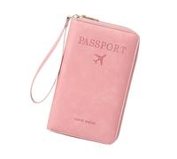 Multi-Functional RFID Passport Wallet, Anti-Theft Travel Wallet for Women & Men, RFID Blocking Protective Card Holder Cover for Family Travel, Passport Case (Light Pink)