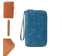 Multi-Functional RFID Passport Wallet,Simple Plain Passport Cases Back To School,passport Holder for Travel Essentials,Travel Wallet,Zipper Travel Card Holder,Anti-Theft Protective Case (Blue)