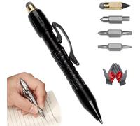 Multi-functional Titanium Pen - Ultimate Pocket Tool | Bolt Action Pen with Replaceable Tool Heads, Tungsten Tip & Screwdrivers for Office Tasks, Daily Repairs (Black)