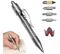 Multi-functional Titanium Pen - Ultimate Pocket Tool | Bolt Action Pen with Replaceable Tool Heads, Tungsten Tip & Screwdrivers for Office Tasks, Daily Repairs (Silver)