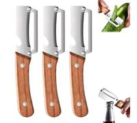 Multi-functional Vegetable Peeler for Kitchen, Ergonomic Wood Handle, Effortlessly Peel Fruits and Vegetables, Open Wine Bottles (3PCS)