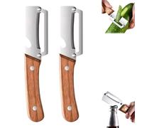Multi-functional Vegetable Peeler for Kitchen, Ergonomic Wood Handle, Effortlessly Peel Fruits and Vegetables, Open Wine Bottles (2PCS)
