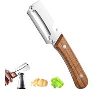 Multi-Functional Vegetable Peeler for Kitchen, Ergonomic Wooden Handle & Sharp Stainless Steel Blade, Includes Built-In Bottle Opener (1pcs)