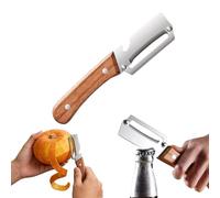 Multi-Functional Vegetable Peeler for Kitchen, Stainless Steel Peeler with Wooden Handle and Bottle Opener or Fruit Potato Pumpkin Papaya