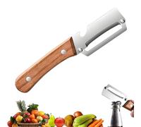 Multi-Functional Vegetable Peeler for Kitchen-Vegetable and Fruit Peeler Ergonomic Handle Wooden Handle Design with Bottle Opener Effortlessly Peel Potatoes Apples Carrots Pumpkin (1pcs)