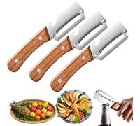 Multi-Functional Vegetable Peeler for Kitchen with Wooden Handle and Bottle Opener, Carrot Potato Peeler Effortlessly Peel Apples Pumpkin Papaya and Open Wine (Natural wood,3 sets)
