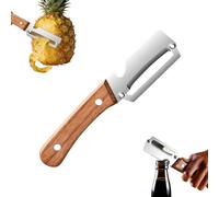 Multi Functional Vegetable Peeler with Wooden Handle and Bottle Opener, Stainless Steel Smooth Blade Kitchen Tool for Fruit Potato Carrot Squash, Wide Surface Peeling Gadget