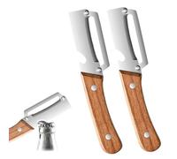 Multi Functional Vegetable Peeler with Wooden Handle and Built-in Bottle Opener, Zero Snag Wooden Peeler for Kitchen, Camping and Daily Food Prep (2 pcs)