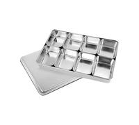Multi Grid Seasoning Box - Stainless Steel Kitchen Seasoning Storage Box for Salt Vinegar Spices | Divided Tray with Lid and Spoon Holder, Rectangular Compartment Container for Countertop and Pantry