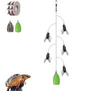 Multi-Hook Artificial Fly Fishing Lure Set, Bionic Fly Fishing Bait, Handmade Lures Assortment Kit with 2 Throwing Aids, for Many Kind of Fish (5 Hooks,S)