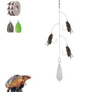 Multi-Hook Artificial Fly Fishing Lure Set, Bionic Fly Fishing Bait, Handmade Lures Assortment Kit with 2 Throwing Aids, for Many Kind of Fish (3 Hooks,L)