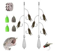Multi-Hook Artificial Fly Fishing Lure Set, Bionic Fly Fishing Bait, Handmade Lures Kit, with Throwing Aids, Or All Kinds of Fish (D,M)