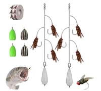 Multi-Hook Artificial Fly Fishing Lure Set, Bionic Fly Fishing Bait, Handmade Lures Kit, with Throwing Aids, Or All Kinds of Fish (E,M)
