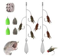 Multi-Hook Artificial Fly Fishing Lure Set, Bionic Fly Fishing Bait, Handmade Lures Kit, with Throwing Aids, Or All Kinds of Fish (F,M)