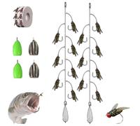 Multi-Hook Artificial Fly Fishing Lure Set, Bionic Fly Fishing Bait, Handmade Lures Kit, with Throwing Aids, Or All Kinds of Fish (A,M)