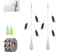 Multi-Hook Artificial Fly Fishing Lure Set, Bionic Fly Fishing Bait with 2 Throwing Aids - Handmade 3D Lures Kit for Freshwater and Saltwater Casting(2 pcs 3 Hooks,Medium)