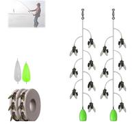 Multi-Hook Artificial Fly Fishing Lure Set, Bionic Fly Fishing Bait with 2 Throwing Aids - Handmade 3D Lures Kit for Freshwater and Saltwater Casting(2 pcs 7 Hooks,Small)