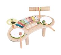 Multi Instrument Music , 7 Piece Kids Percussion Set, Wooden Xylophone Drum with Mallets, Early Learning Music Kit, Fun Educational with Bright Colors, Birthday Gift for Preschoolers