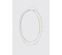 Multi Layer Diamante Chain Necklace homme - argent - ONE SIZE, argent