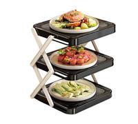 Multi Layer Prep Tray Rack - Foldable 3 Tier Space Saving - Kitchen Organizer Tray,for Hot Pot Cooking Grilling Kitchen Utensils Ingredient Sauce Dishes Countertop