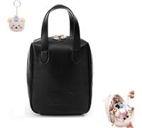 Multi-Layered Shell-Shaped Cosmetic Bag, Makeup Bag with Compartments, Portable Large Capacity PU Shell Waterproof Handbag Style Cosmetic Bags (Medium,Black)