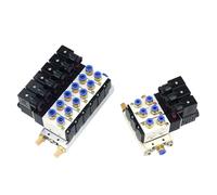 Multi Option 4V210-08 Electromagnetic Solenoid Valve Block With Muffler Fitting Base Manifold DC 12v 24v AC 110v 220v 2 to 6 Way(2 Row 4mm Fitting,DC24V)