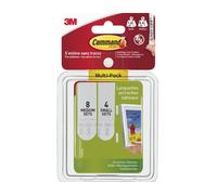 Multi-Pack languettes de fixation tableaux Command - 8S + 16M, blanc