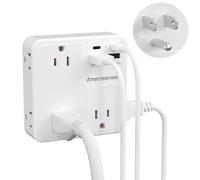 Multi Plug Outlet Extender with USB, Amerisense Wall Charger with 6 AC Outlets & 4 USB Ports (2 Type-C & 2 Type A Ports), 3-Sided Power Strip Multiple Expander for Home, Kitchen, Office, Cruise Ship F