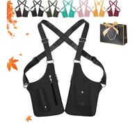 Multi-Pocket Anti-Theft Double Shoulder Bag, 2026 New Premium Leather Adjustable Underarm Shoulder Bag for Men & Women, Hidden Underarm Strap Wallet for Various Occasions (Black)