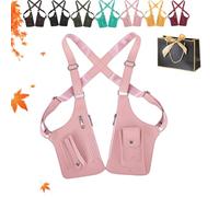 Multi-Pocket Anti-Theft Double Shoulder Bag, 2026 New Premium Leather Adjustable Underarm Shoulder Bag for Men & Women, Hidden Underarm Strap Wallet for Various Occasions (Pink)