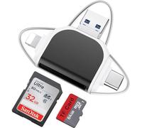 Multi-Port 4 in1 Universal SD TF Card Reader, 2024 New USB C SD TF Memory Card Reader, USB C Hub Multiport Adapter, Plug and Play, Multifunctional TF Memory Card Reader (Noir)