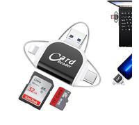 Multi-Port 4 in1 Universal SD TF Card Reader, USB C SD TF Memory Card Reader, 4 in 1 Card Reader, SD Card USB Adapter, Plug and Play, Multifunctional TF Memory Card Reader (Black)