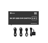 Multi-Port 8K DP USB KVM Switch 2X1 Dual Monitor Extended Display 2 em 1 Out para Compartilhar Teclado e Mouse