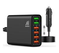 Multi Ports USB Car Charger, 96W 6 Port QC3.0 Fast Adapter Multiple Ports, with Four Quick Charge 3.0 Port, 12V-24V Multi Device Cigarette Lighter for Smart Phone & Tablets Charging