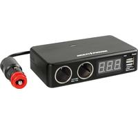 Multi-Power, 2 connecteurs allume-cigare + 2 USB et voltmètre, 12/24/36V