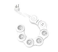 Multi prise articulée AMOVIBLE 5 prise électriques avec 2 ports USB