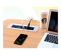 Multi prise de table - 2 prise Schuko - 2 port USB - 1 RJ45 - 1 HDMI - Câblé avec interrupteur