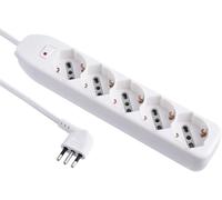 Multi-purpose 5-Seater Power Strip (Schuko + 10/16A) Cable 1.5 m - Small Plug 10 to