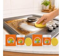 Multi-purpose Coconut Oil Cleaning & Polishing Paste for Kitchen,100g All-Purpose Coconut Oil Cleaning Paste Set with Spone,All-Purpose Cleaner Removes Stains on Microwave, Oven & Stove Top