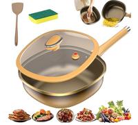 Multi-Purpose Deep Saute Pan with Steamer Basket, 12in Titanium Alloy Non-Stick Pot with Lid, Deep Skillet 30 X 10 Cm, for Frying Stir-Frying Stewing Cooking Methods (No Steamer)