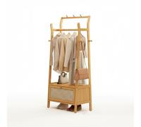 Multi Purpose Hall Tree avec Banc Rangement de Chaussures Bamboo Coat Rack Stand Entryway Organizer avec Crochets pour Le Bureau de Chambre à Coucher