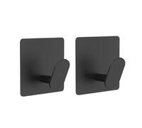 Multi-Purpose Hanger Hook Stainless Steel Bathroom Robe Hooks Adhesive Wall Hook Towel Holder Bathroom Kitchen Hardware(Black-2pcs)