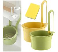Multi Purpose Kitchen Sink Strainer, Kitchen Sink Food Waste Catcher, Faucet Hanging Strainer Basket, Multifunctional Drainage Baskets, Self-Cleaning Sinks Filter with Automatic Dumping(Yellow+Green)