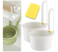 Multi Purpose Kitchen Sink Strainer, Kitchen Sink Food Waste Catcher, Faucet Hanging Strainer Basket, Multifunctional Drainage Baskets, Self-Cleaning Sinks Filter with Automatic Dumping(2PCS*White)